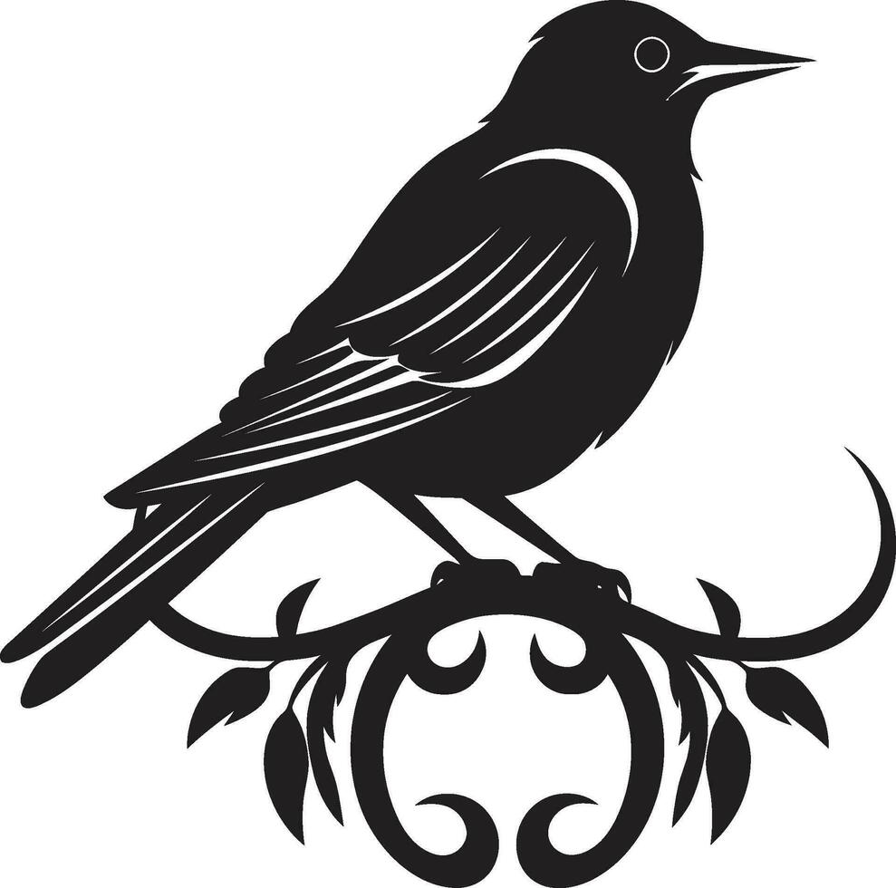 lyrisch Robin Silhouette einfarbig Vektor Symbol von Wildtiere Harmonie stilvoll Vogel Logo