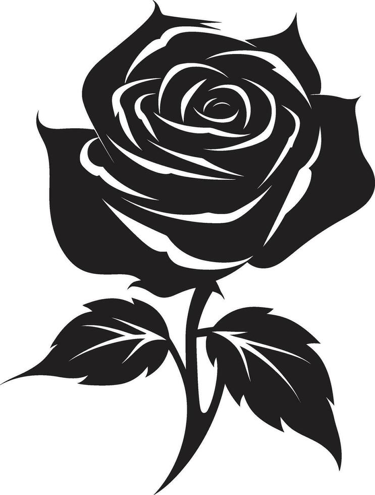 Blumen- Majestät im Einfachheit Vektor Rose ikonisch blühen Schönheit monochromatisch Design