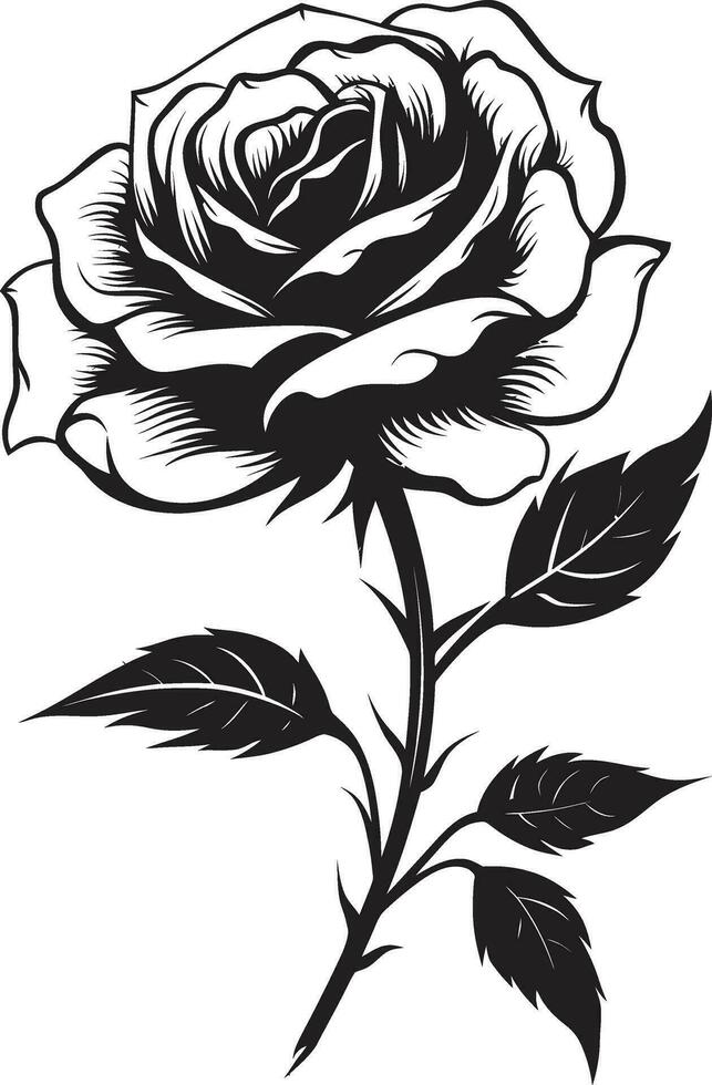 elegant Rose Emblem modern schwarz Logo Design mit Blumen- Flair Blumen- Eleganz ikonisch monochromatisch Rose Vektor