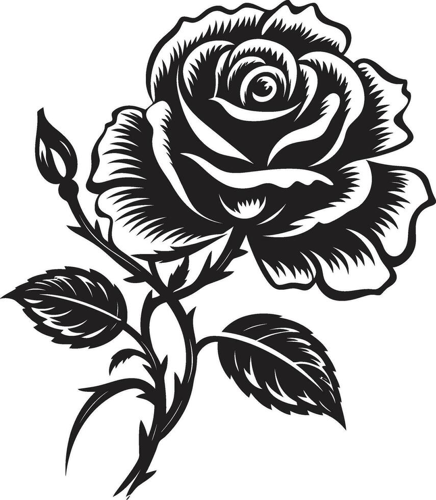 Symbol von Eleganz Rose Vektor Logo Serenade im Einfachheit schwarz Rose Emblem