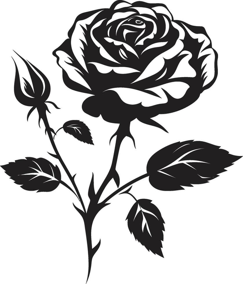 simpel Serenade zu Blütenblätter schwarz Vektor Emblem Symbol von Blumen- Majestät emblematisch Kunst