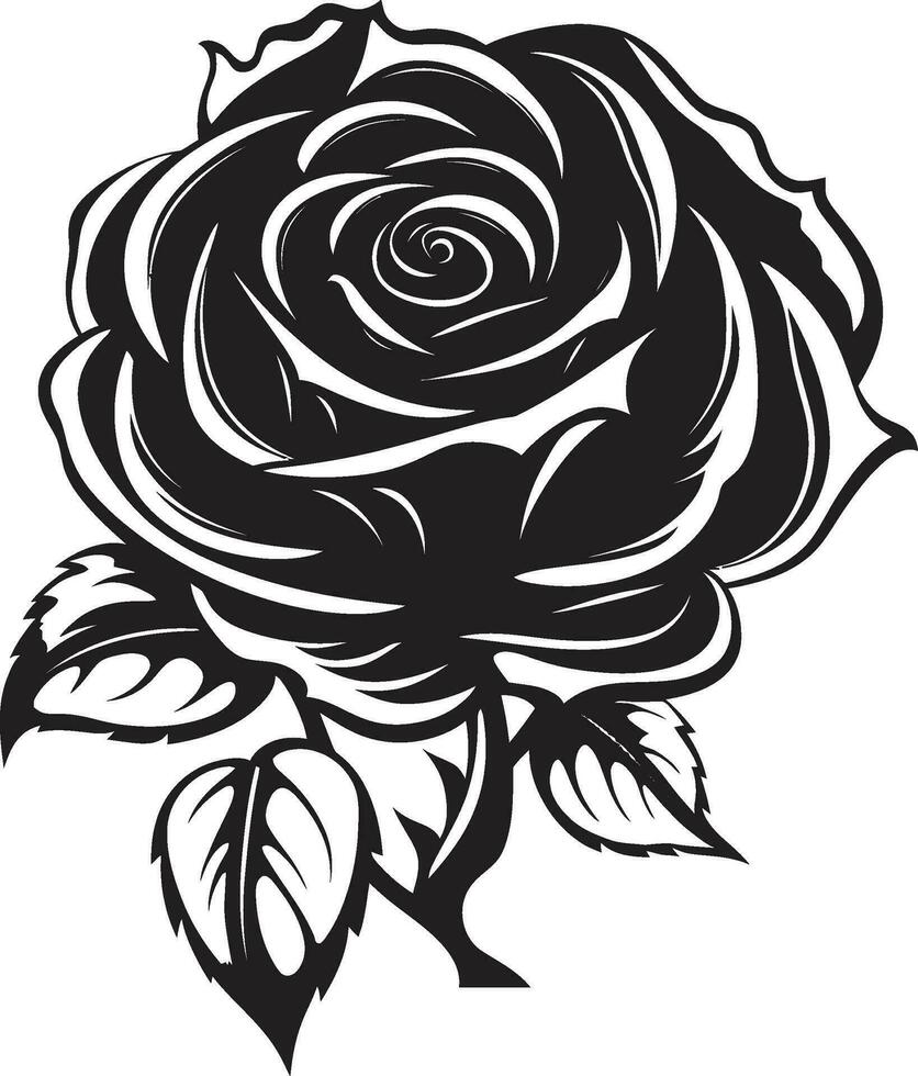 minimalistisk emblem av ro svartvit emblem ädel väktare av förälskelser skönhet svart logotyp konst vektor