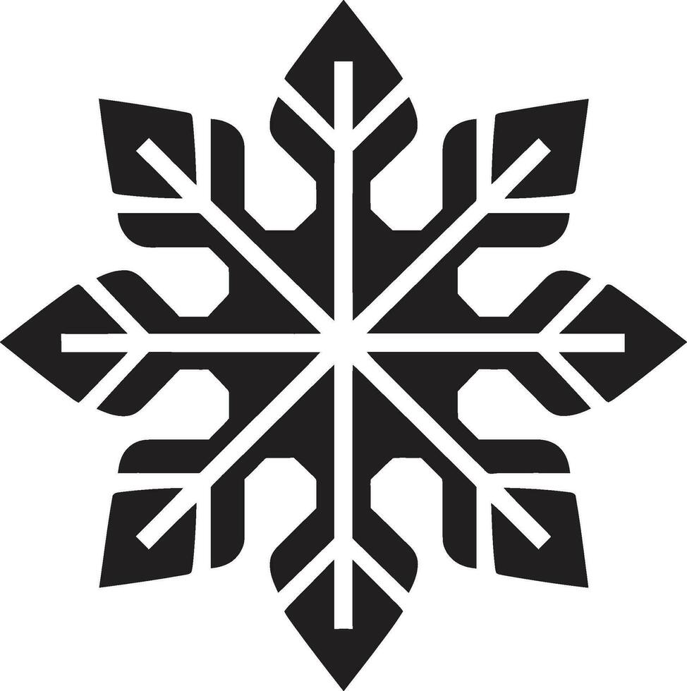 symbolisk serenad i frost svartvit emblem tidlös kristall majestät vektor snöflinga ikon