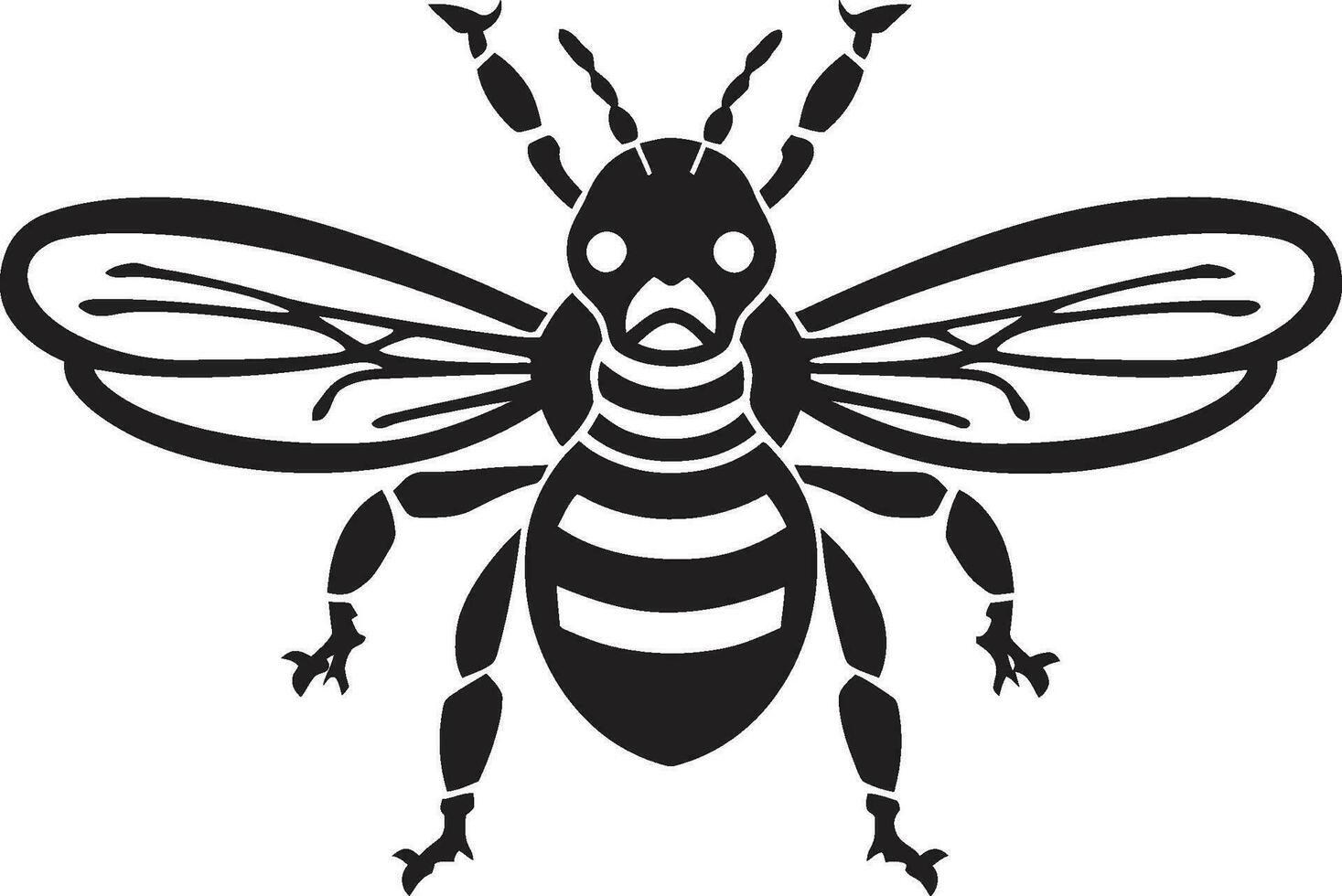 ikonisch Hornisse im einfarbig Vektor Maskottchen Emblem mächtig Stachel muskulös Hornisse Logo