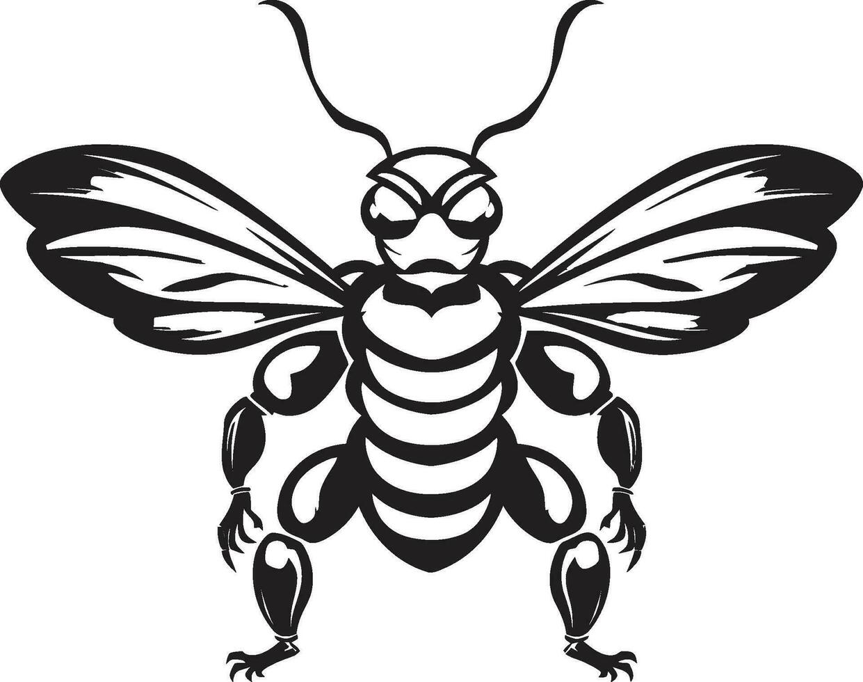 Wildtiere heftig Krieger Hornisse Symbol emblematisch Insekt Majestät muskulös Logo Design vektor