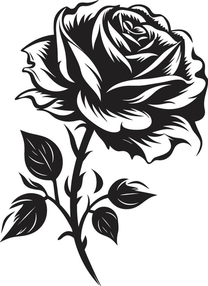 simpel Eleganz schwarz Vektor Rosen Symbol von Blütenblatt Majestät emblematisch Kunst