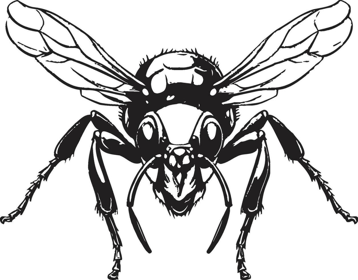 insekt majestät i svart bålgeting symbol ikoniska bålgeting i svartvit vektor maskot emblem