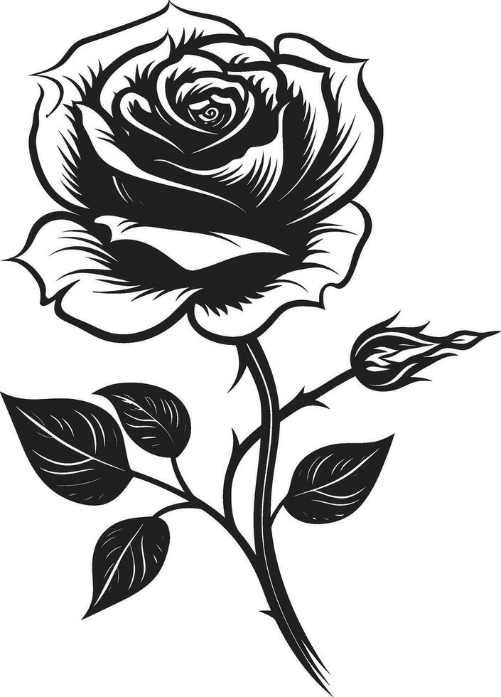 Gelassenheit im Blühen Rosen einfarbig Emblem Symbol von Naturen Schönheit Rose Vektor Symbol