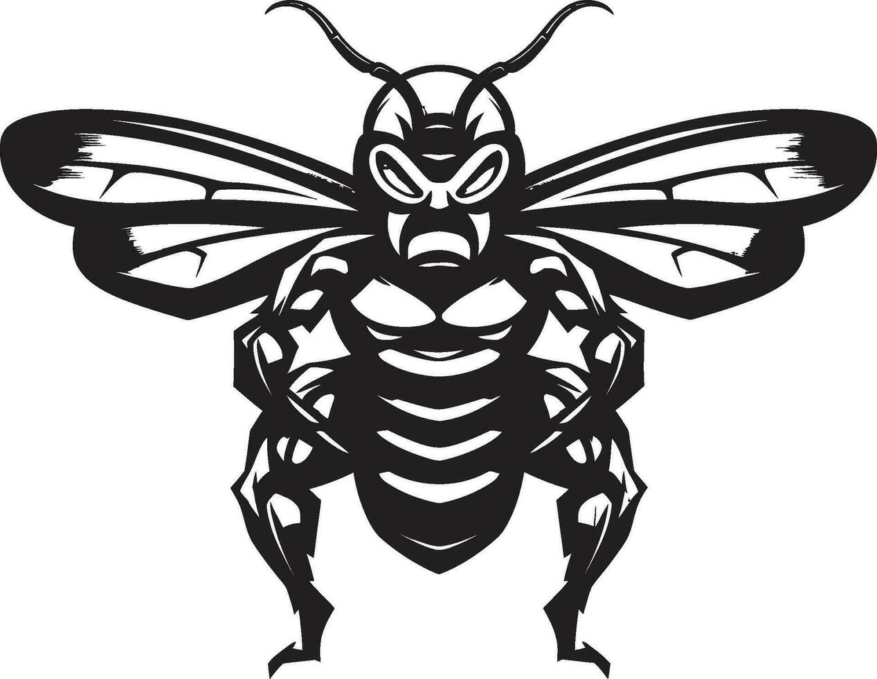 elegant Bienenstock Schutz monochromatisch Vektor Stachel Wächter Hornisse Emblem Design