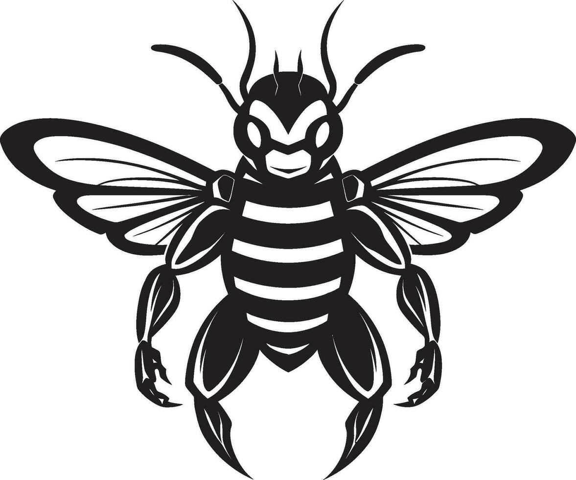 mächtig Maskottchen Blick ikonisch schwarz Hornisse Gelassenheit von das Bienenstock emblematisch Hornisse Logo vektor