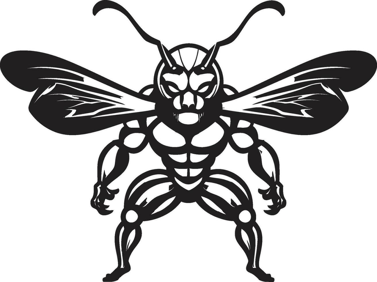 muskulös bikupa försvarare svart vektor emblem kunglig stinger ambassadör symbolisk symbol