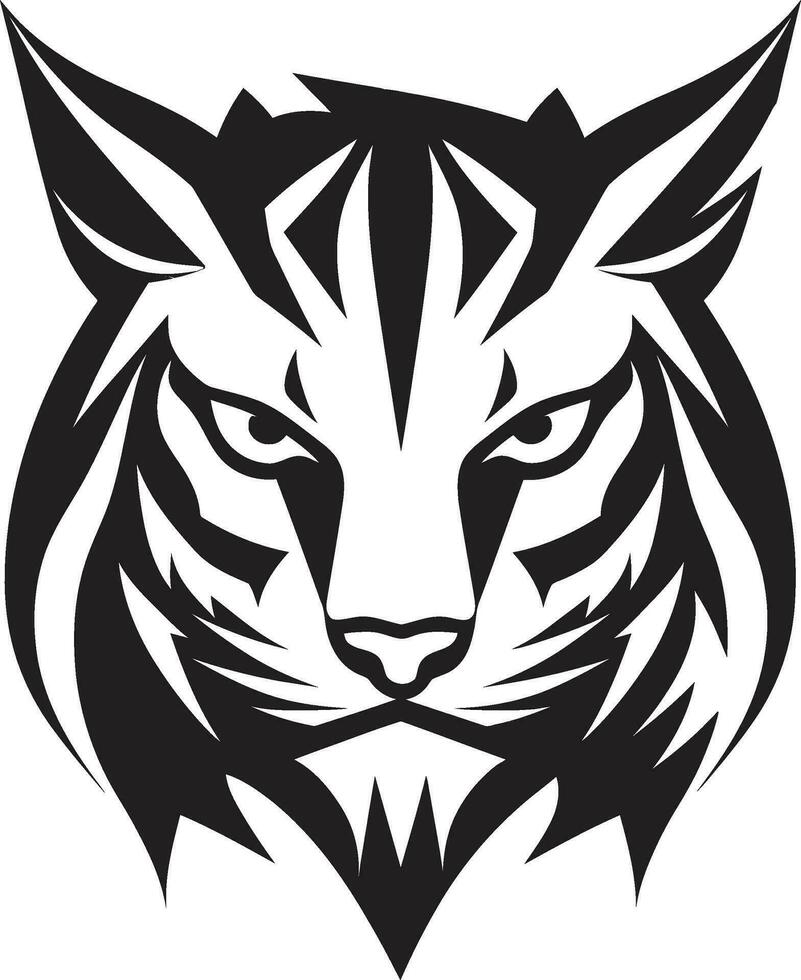 minimalistisk rovdjur konst svartvit emblem ikon av de vildmark lodjur vektor logotyp