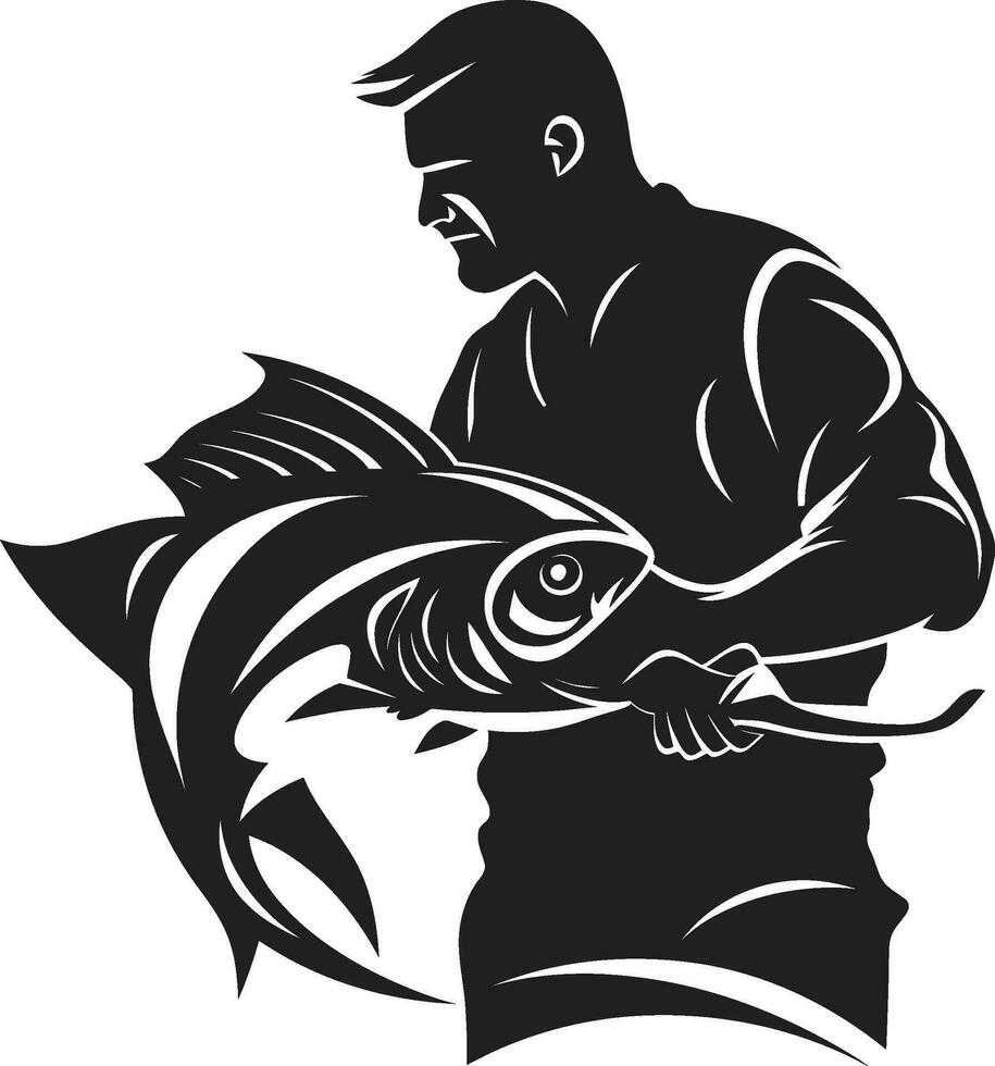 fishermans stolthet logotyp symbol av passionen professionalism och förträfflighet fishermans liv logotyp symbol av äventyr frihet och förbindelse med natur vektor