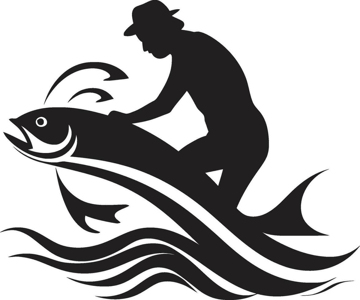 de fiskare logotyp en symbol av hård arbete tillägnande och Framgång fishermans stolthet logotyp en symbol av passionen uthållighet och professionalism vektor