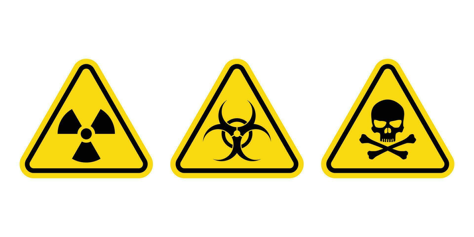 fara tecken. varning fara tecken. fara varning tecken. strålning tecken, biohazard tecken, toxisk tecken. vektor