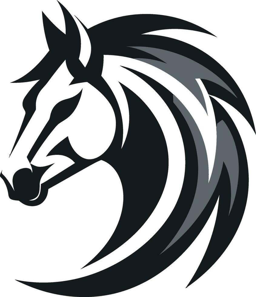 vild skönhet i svart häst- logotyp naiv elegans häst silhuett ikon vektor
