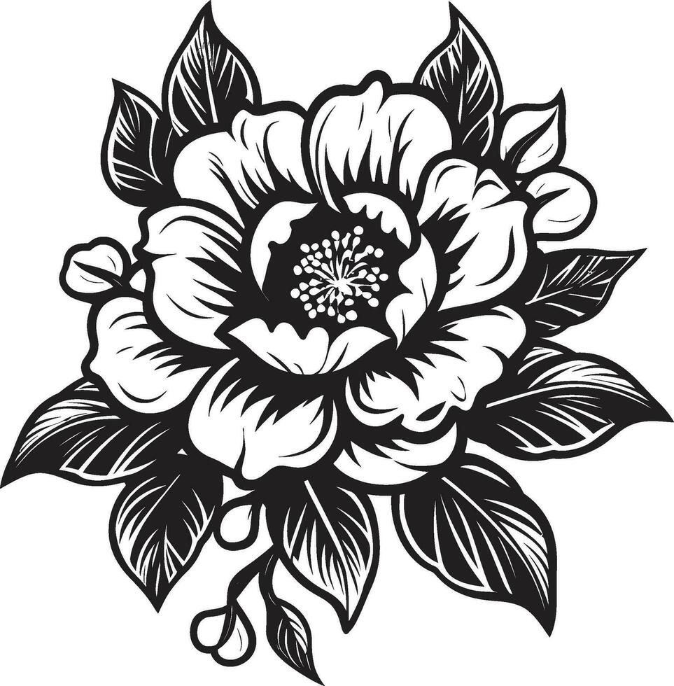 schwarz und Weiß Blumen- Symbol minimalistisch Blumen- Symbol vektor