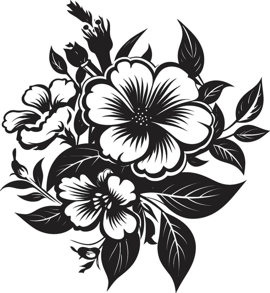 schwarz Blumen- Symbol mit unbegrenzt Möglichkeiten schwarz Blumen- Symbol zu hinzufügen ein berühren von Eleganz zu Ihre Design vektor