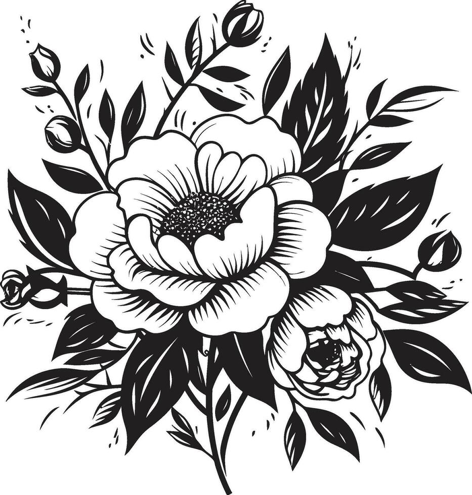 schwarz Blumen- Symbol zum ein abstrakt aussehen schwarz Blumen- Symbol zum ein Karikatur aussehen vektor
