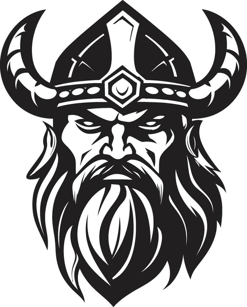 ebon Nordisk raider eleganta viking logotyp design de viking chef en skrämmande maskot ikon vektor