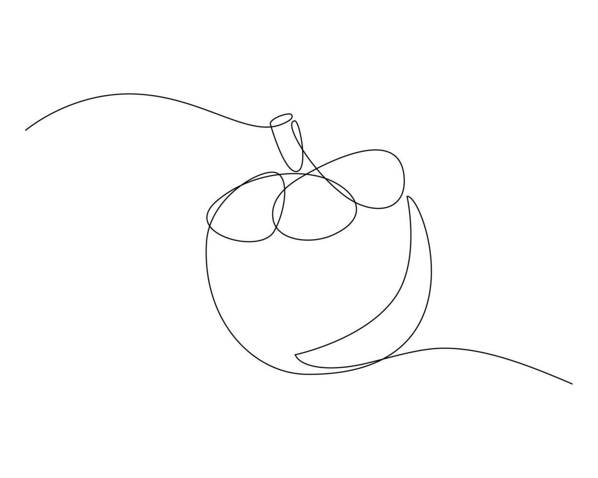 kontinuerlig ett linje teckning av en kokos. vektor illustration isolerat på vit bakgrund.