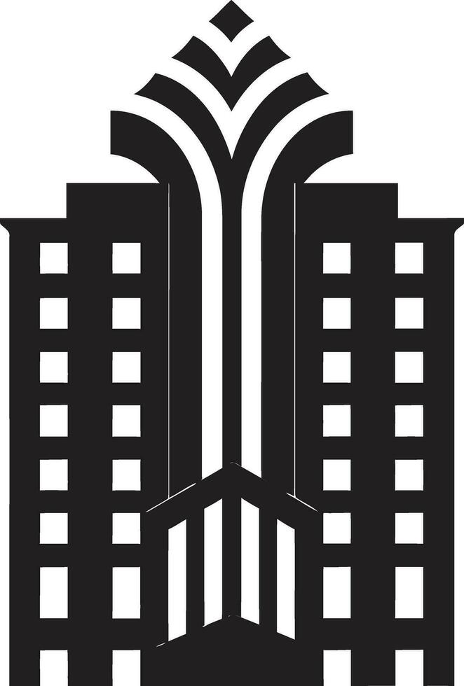 modern städtisch Wohnung Vektor Symbol im schwarz architektonisch Exzellenz Wohnung Gebäude Emblem