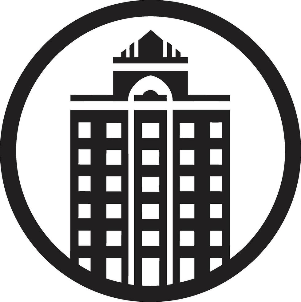 anspruchsvoll Wolkenkratzer schwarz Wohnung Vektor elegant Leben im das Stadt schwarz Logo Symbol
