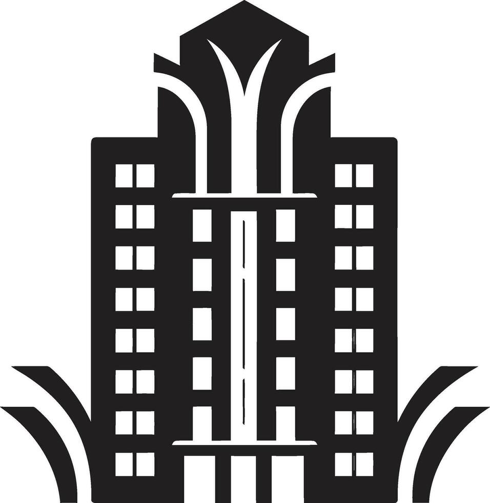 Stadtbild Majestät enthüllt schwarz Logo Symbol glatt und stilvoll städtisch Wohnung Vektor