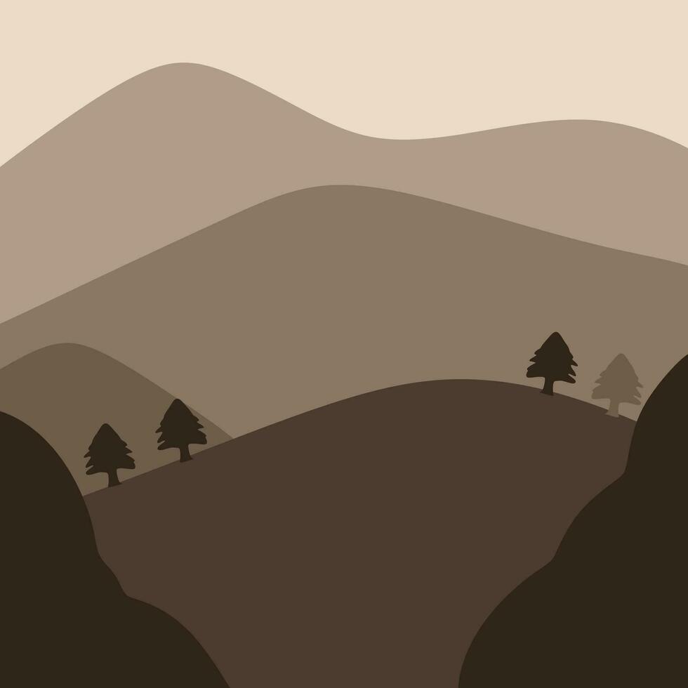 dunkel Berg Landschaft Hintergrund Illustration im eben Design vektor