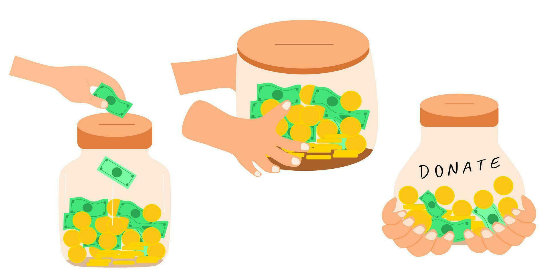 Hand gezeichnet Illustration von spenden Geld zu Nächstenliebe vektor