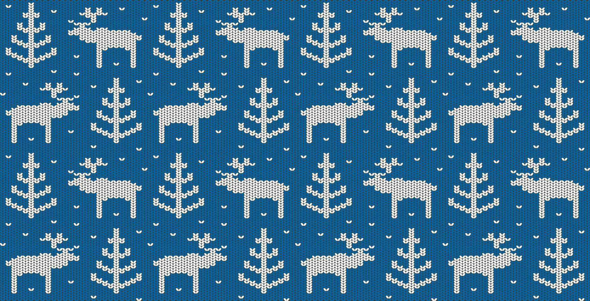 jul sömlös mönster blå Tröja med rådjur vektor