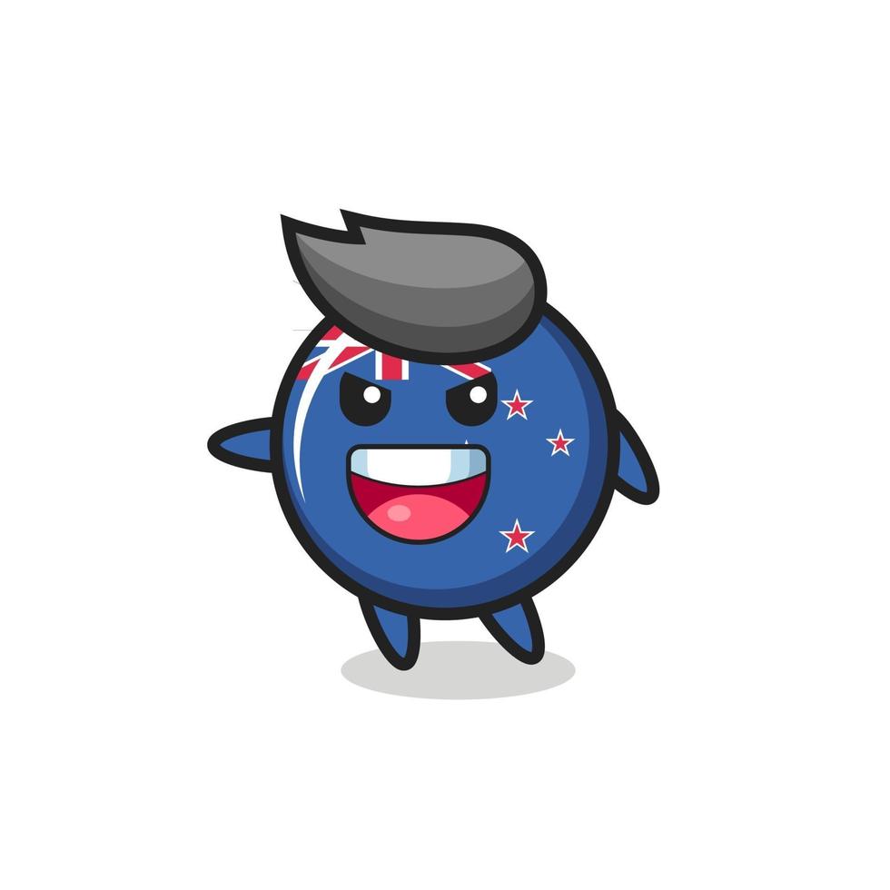Nya Zeelands flaggmärke tecknad med mycket upphetsad pose vektor
