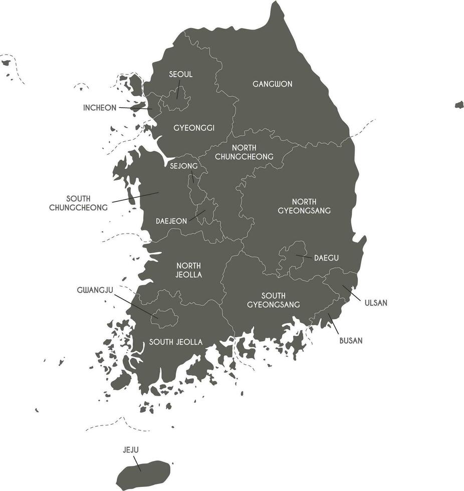 vektor Karta av söder korea med provinser, storstads städer och administrativ divisioner. redigerbar och klart märkt skikten.