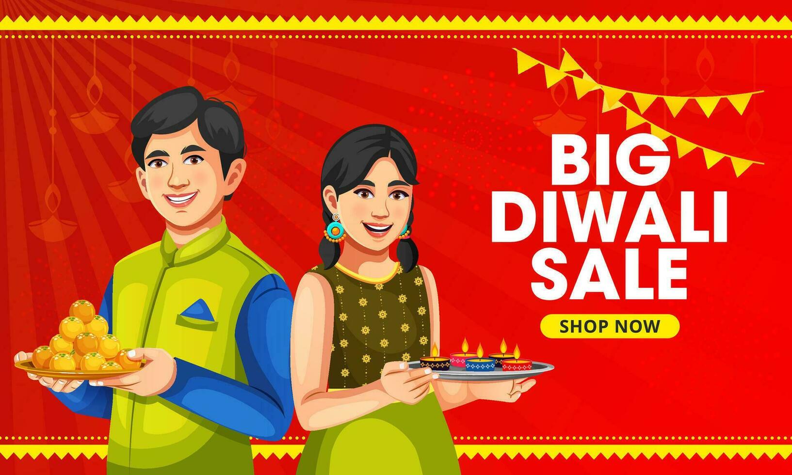 Diwali Dhanteras Festival Verkauf Banner Design Vorlage. indisch Festival Verkauf und Beförderung Werbung Konzept vektor