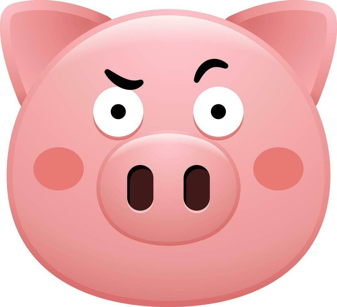 söt gris ansikte emoji klistermärke vektor