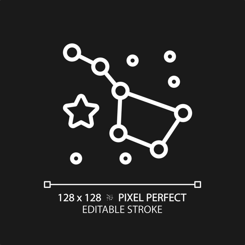 Konstellation Pixel perfekt Weiß linear Symbol zum dunkel Thema. Nacht Himmel. Star Diagramm. groß Schöpflöffel. himmlisch Navigation. dünn Linie Illustration. isoliert Symbol zum Nacht Modus. editierbar Schlaganfall vektor