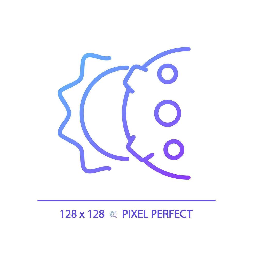 sol- förmörkelse pixel perfekt lutning linjär vektor ikon. naturlig undra. Sol och måne. Plats vetenskap. himmelsk händelse. tunn linje Färg symbol. modern stil piktogram. vektor isolerat översikt teckning