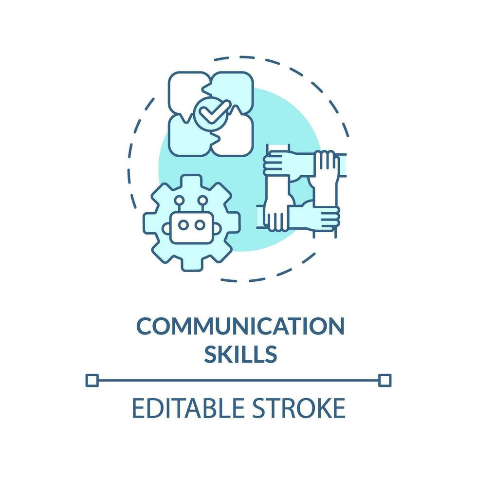 2d editierbar Blau Kommunikation Kompetenzen Symbol, einfach isoliert Vektor, ai Ingenieur dünn Linie monochromatisch Illustration vektor