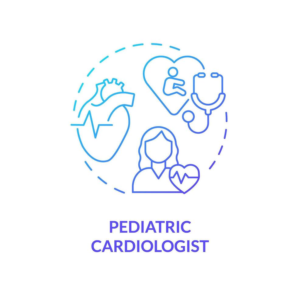 pediatrisk kardiolog blå lutning begrepp ikon. hjärta läkare. sjukdom förebyggande. sjukvård praktiker. barnomsorg Centrum abstrakt aning tunn linje illustration. isolerat översikt teckning vektor