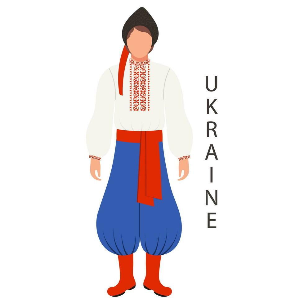 en man i ukrainska nationell traditionell kostym. kultur och retro traditioner av ukraina. illustration, mall, vektor