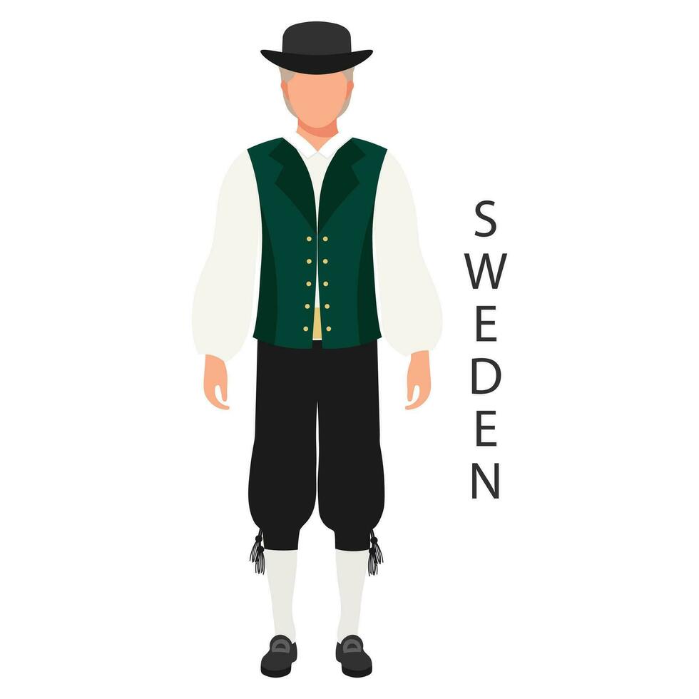 en man i svenska nationell traditionell kostym. kultur och retro traditioner av Sverige. illustration, mall, vektor