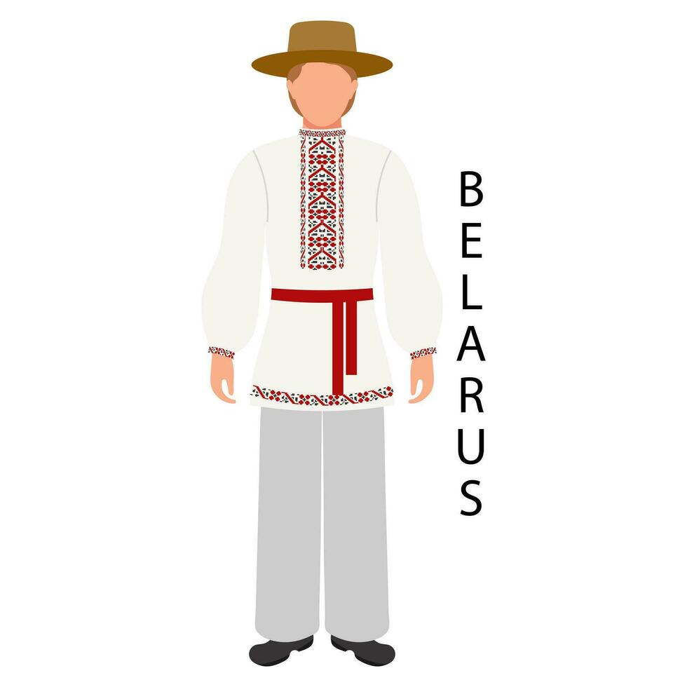 en man i en vitryska folk kostym. kultur och traditioner av belarus. illustration, vektor