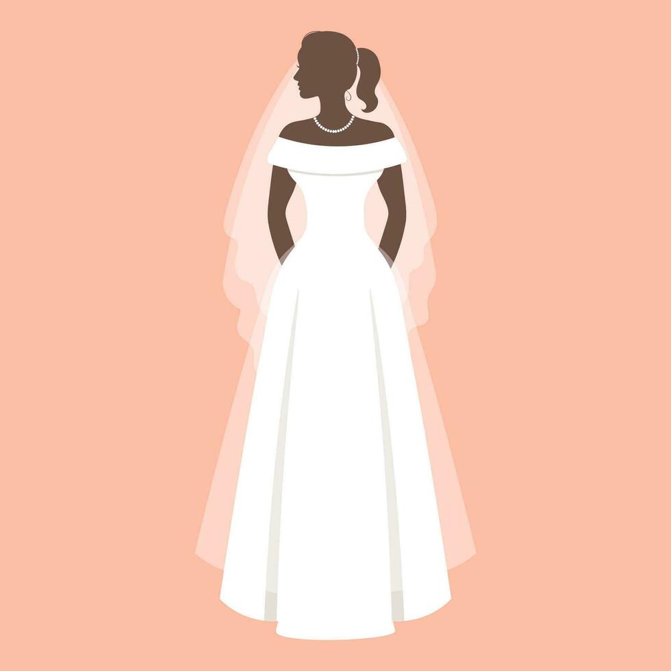 Braut im ein Hochzeit Kleid, Silhouette. Luxus Hochzeit Illustration, Vorlage zum Einladung. Illustration, Vektor