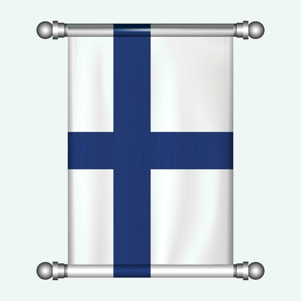 realistisk hängande flagga av finland vimpel vektor