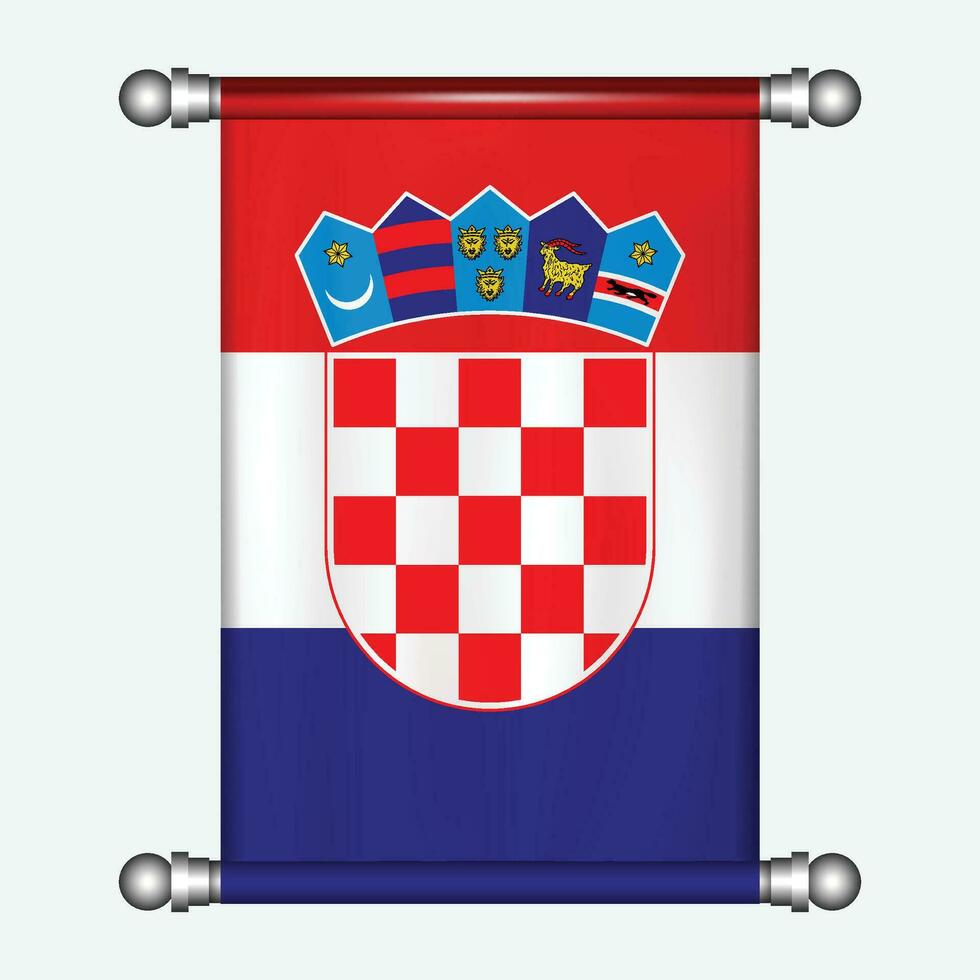 realistisk hängande flagga av kroatien vimpel vektor