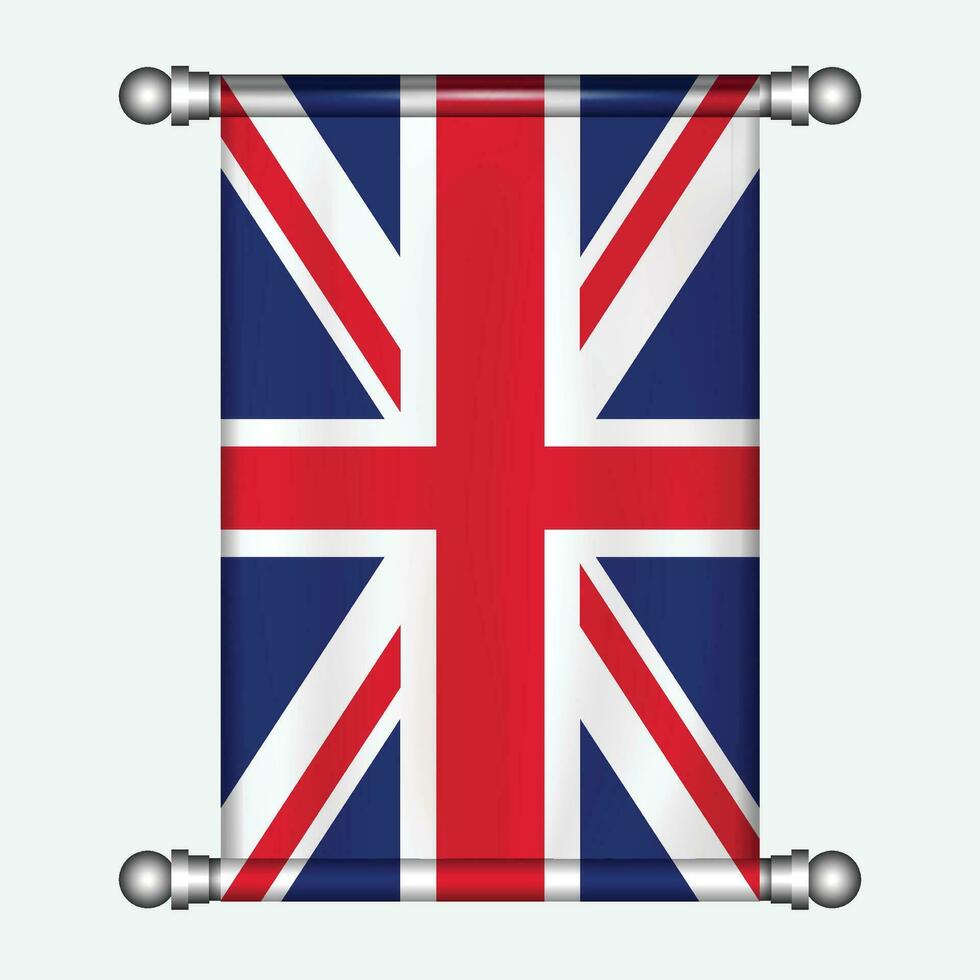 realistisk hängande flagga av förenad rike vimpel vektor