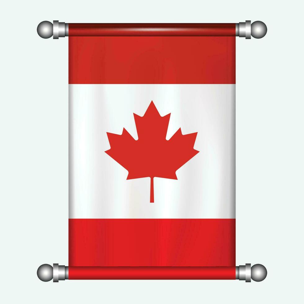 realistisk hängande flagga av kanada vimpel vektor