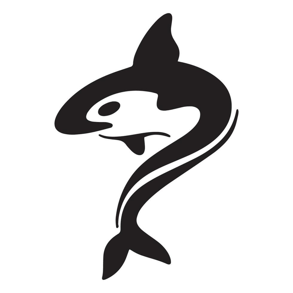 kreatives design des einfachen schwarzen orca-wal-tierschablonenlogos. tödliches Unterwassertier. logo für business, identität und branding. vektor