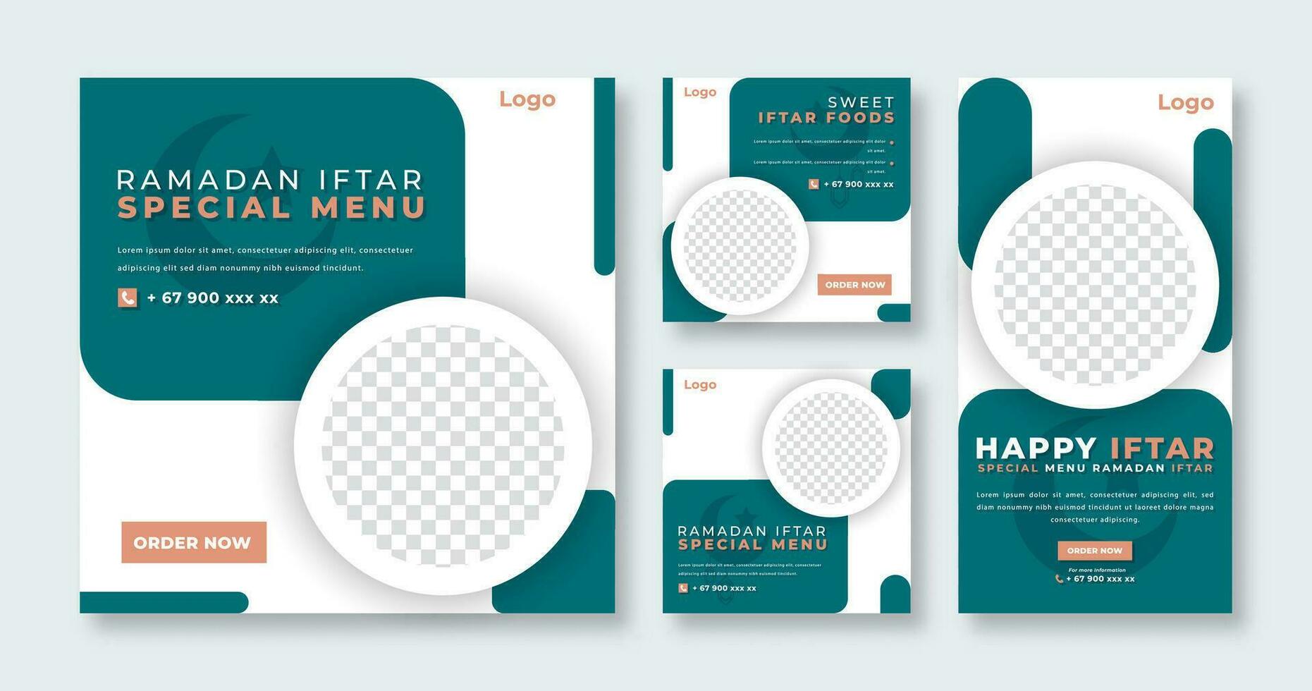 ramadan iftar social media posta för uppkopplad marknadsföring befordran baner, berättelse och webb internet annonser flygblad vektor