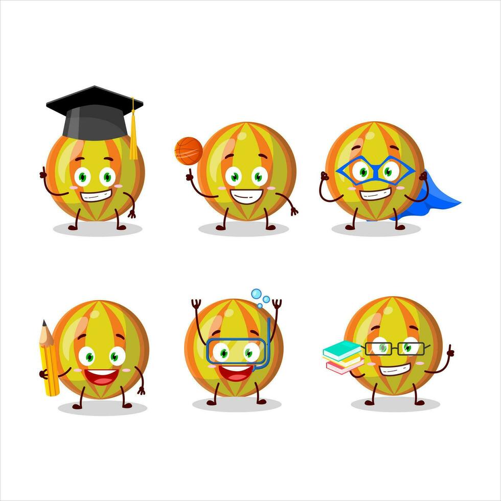 Schule Schüler von Gelb Süßigkeiten Karikatur Charakter mit verschiedene Ausdrücke vektor